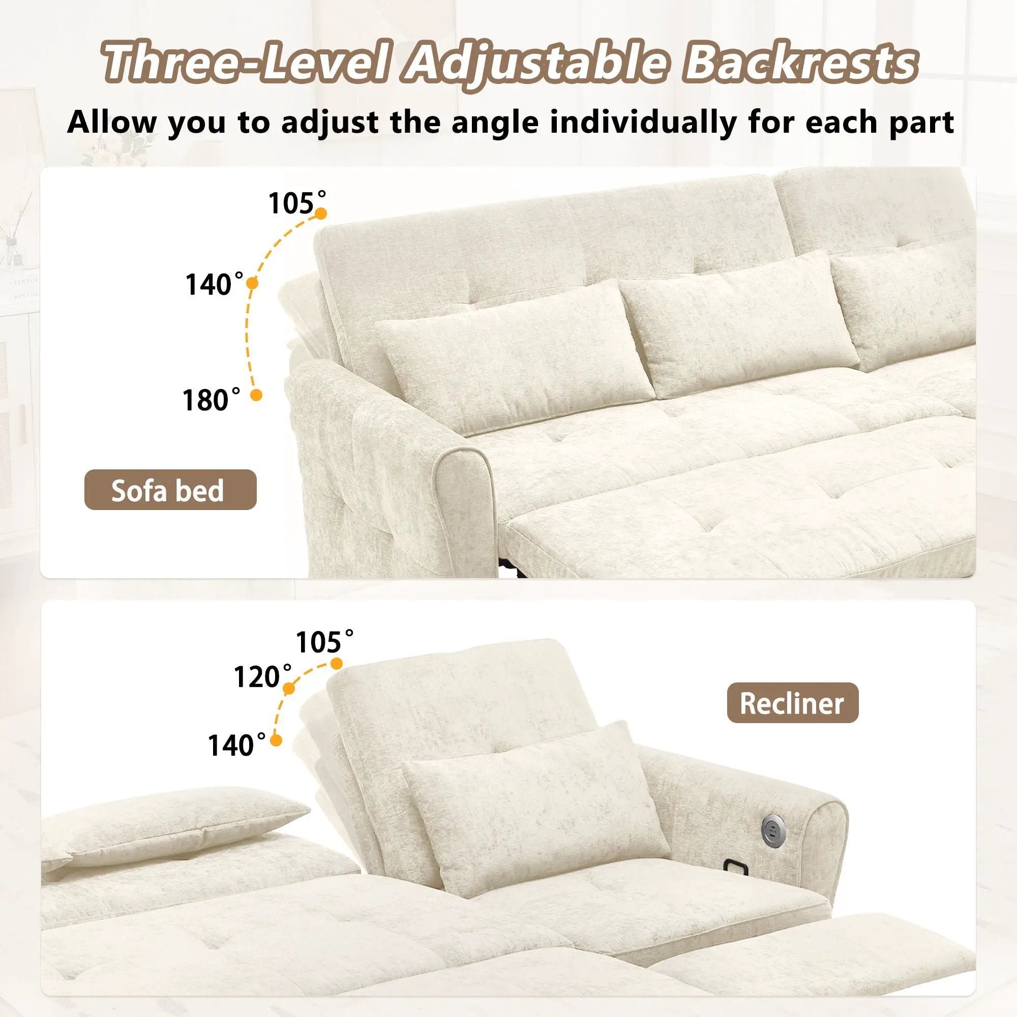 3 Seater Sofa Bed And Reversible Recliner by Unique Piece Furniture