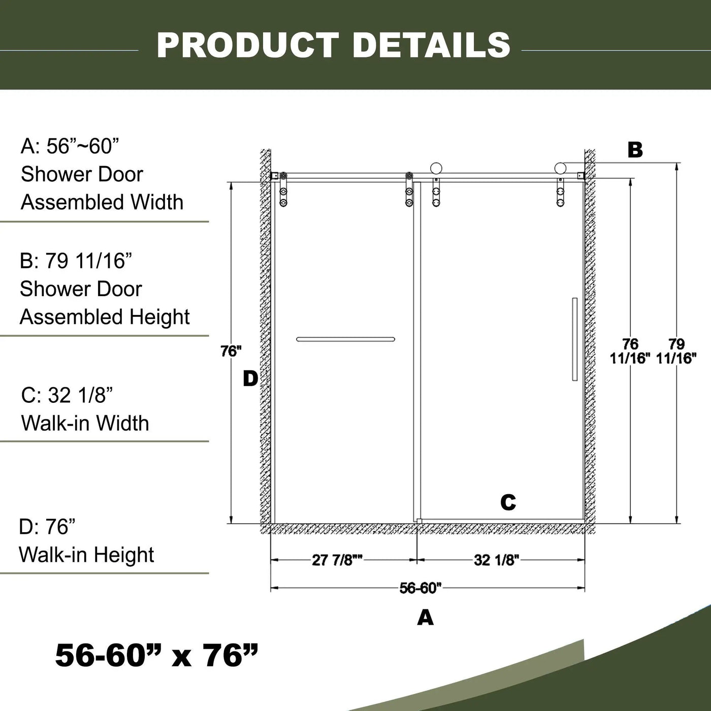 Frameless Shower Door, Sliding Shower Door, Premium 5 / 16" (8 Mm) Thick Tempered Glass Shower Enclosure With Towel Bar, Double Side Easy Clean Coat, Finished With Buffer by HouseOfZazla