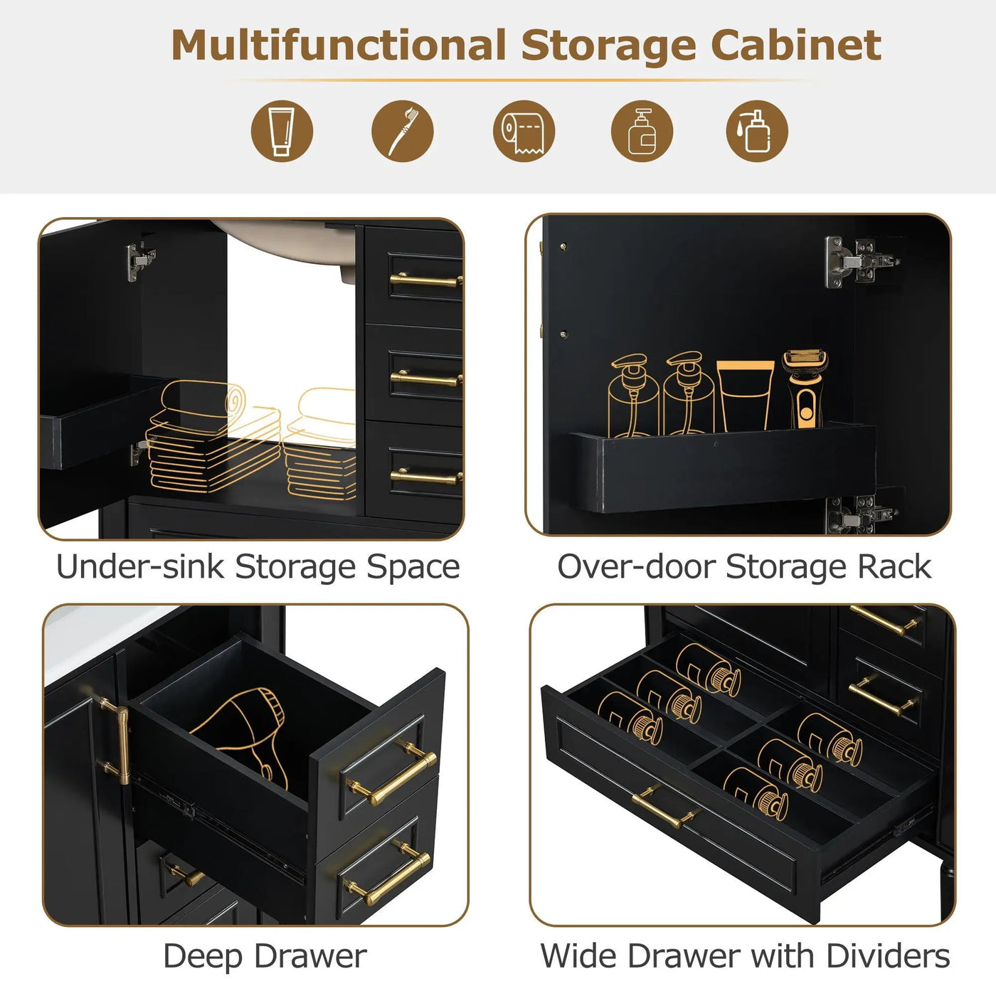 Traditional Bathroom Vanity Set With Soft Close Doors by HouseOfZazla