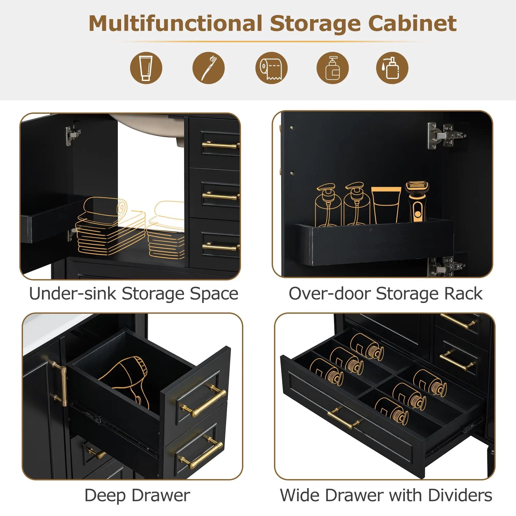 Traditional Bathroom Vanity Set With Soft Close Doors by Unique Piece Furniture