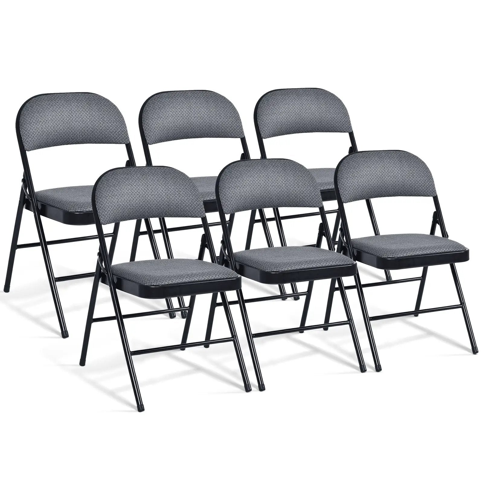 4 Pieces Fabric Upholstered Padded Seat Folding Chairs Seet by DirectDeals