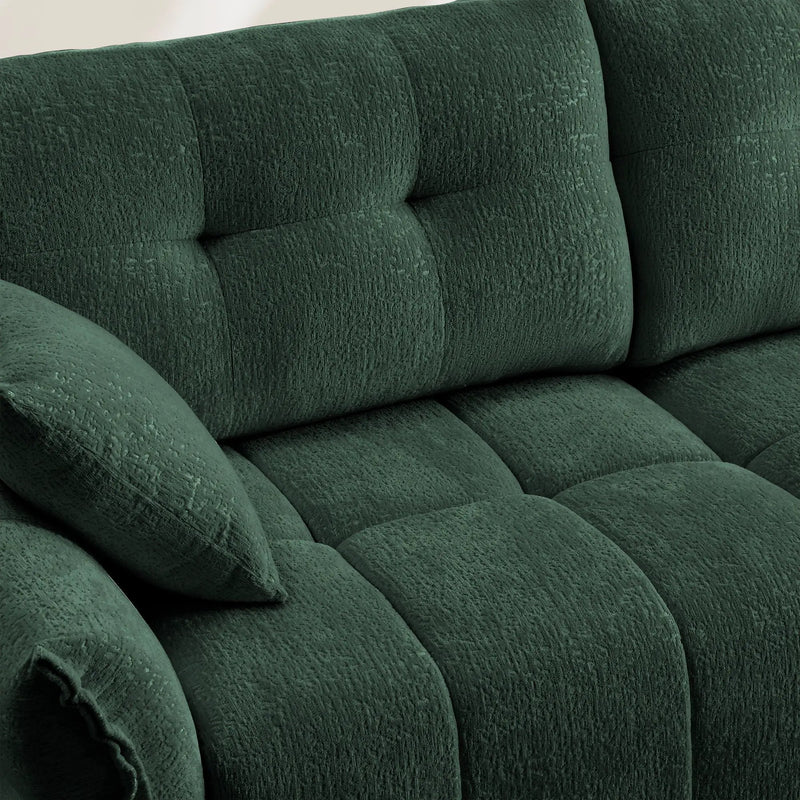 Elegant 3 Seater Sofa Set & Pillows Frame, High Rebound Cushions - Textured Green by HouseOfZazla
