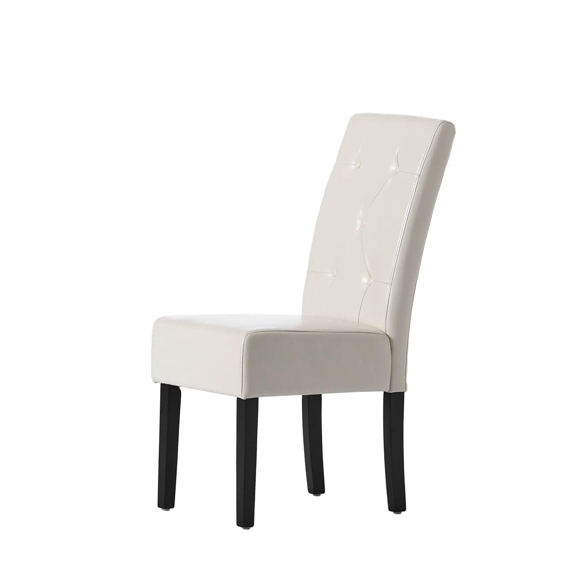 Carter 5 Tuft Dining Chair With Button Tufted Backrest And Espresso Legs - Ivory by HouseOfZazla