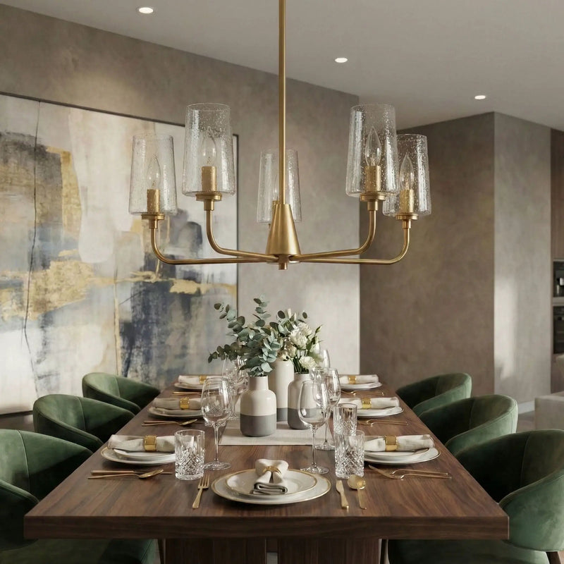 Dazzle - 5 Lights Chandelier With Clear Seeded Satin - Antique Brass / Clear / Gold by Unique Piece Furniture