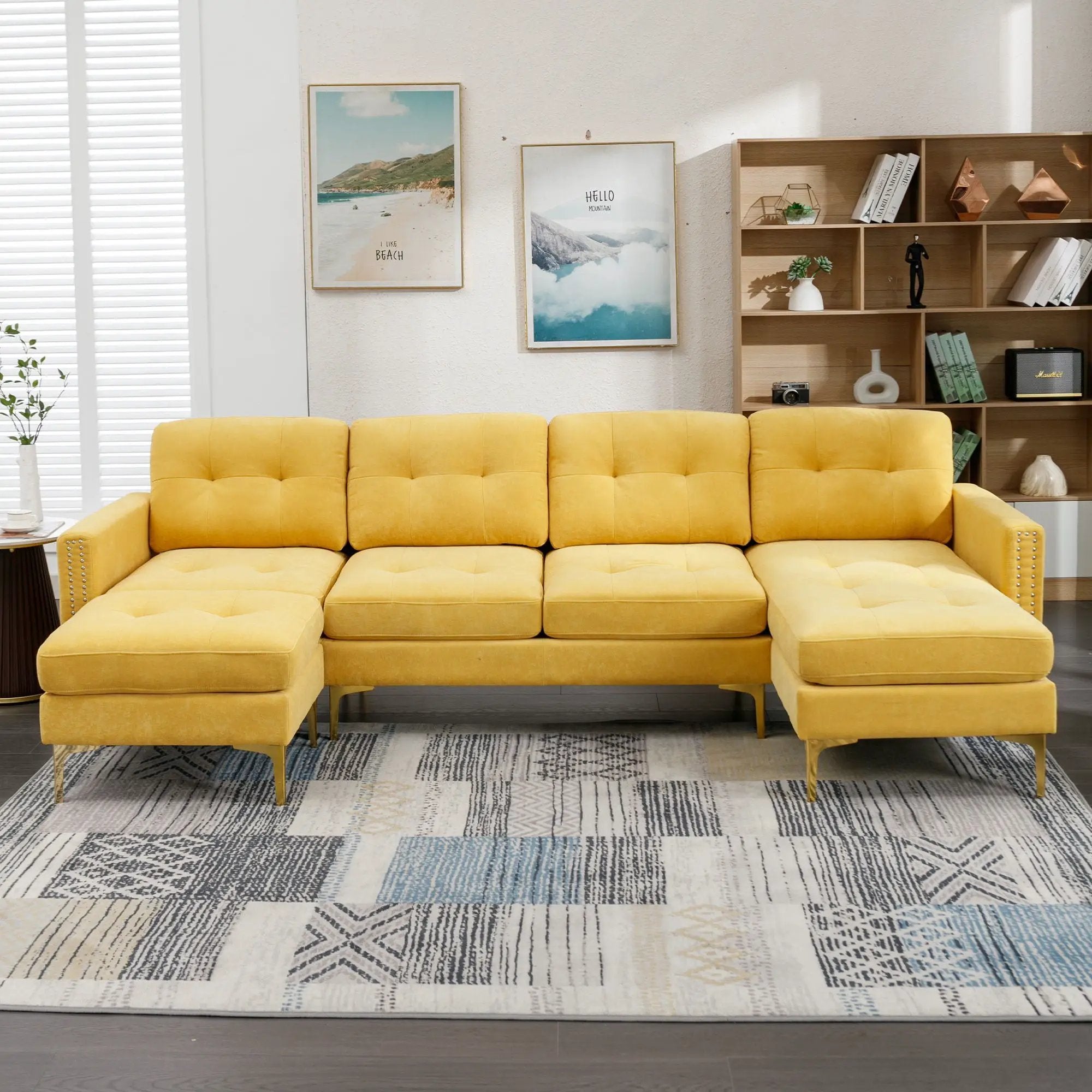 Modern L - Shape Convertible Sectional Sofa With Movable Ottoman by HouseOfZazla