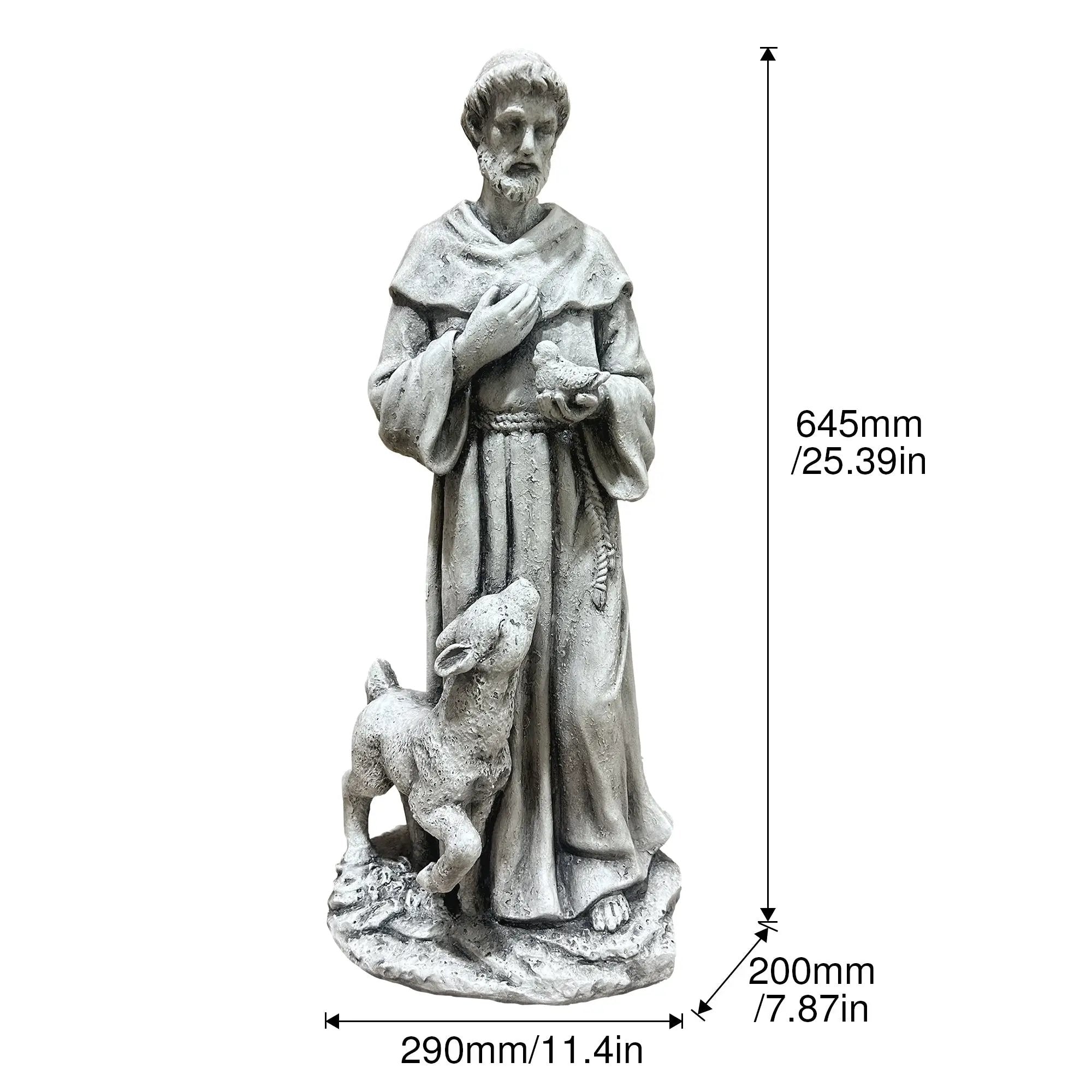 Magnesium Oxide Saint Statue With Lamb Weatherproof Religious Sculpture by HouseOfZazla