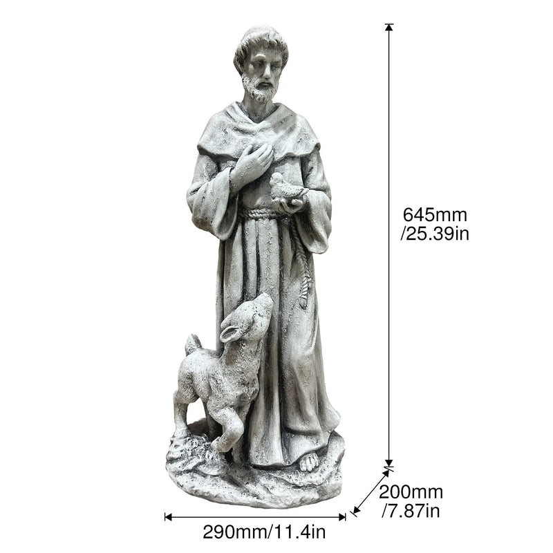 Magnesium Oxide Saint Statue With Lamb Weatherproof Religious Sculpture by HouseOfZazla