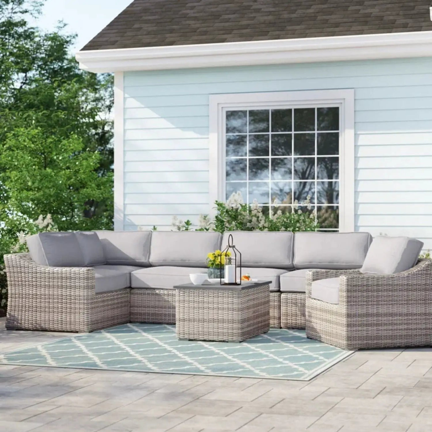 Stylish Sofa Seating Group With Cushions Perfect For Outdoor Gatherings by Unique Piece Furniture