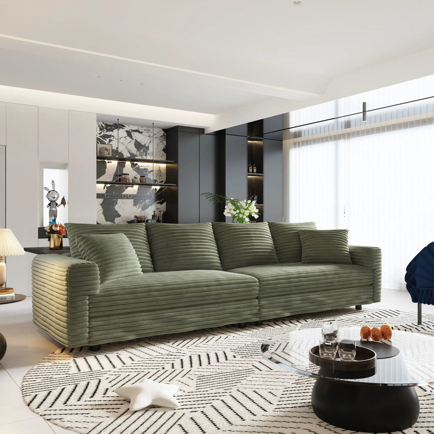Convertible Deep Seat Sofa With Soft Pillows And Ottomans by HouseOfZazla