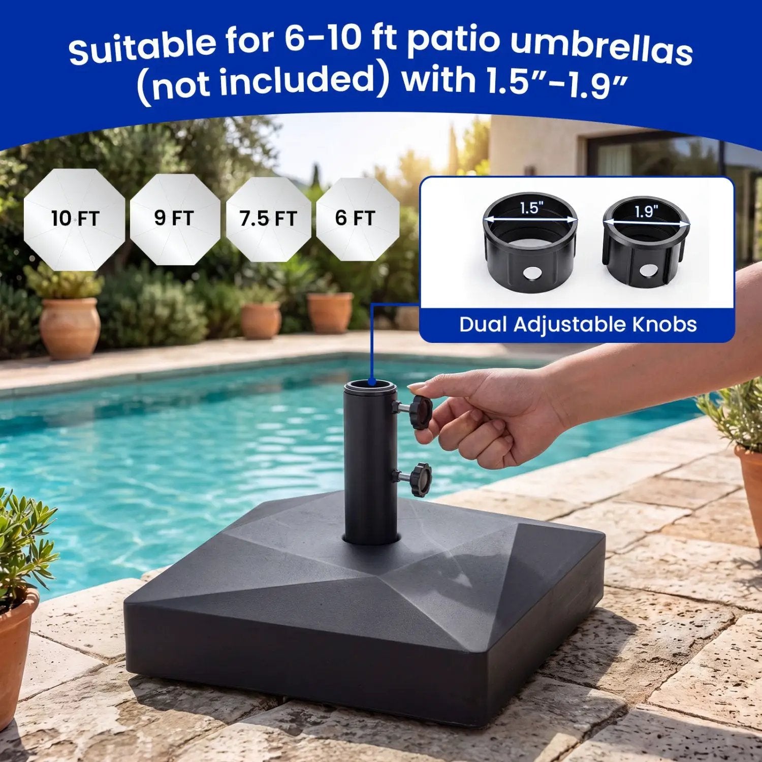 154lbs Mobile Fillable Patio Umbrella Base with 4 Wheels by DirectDeals