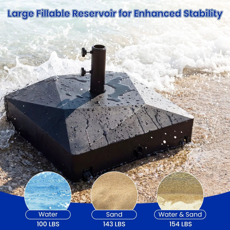 154lbs Mobile Fillable Patio Umbrella Base with 4 Wheels by DirectDeals