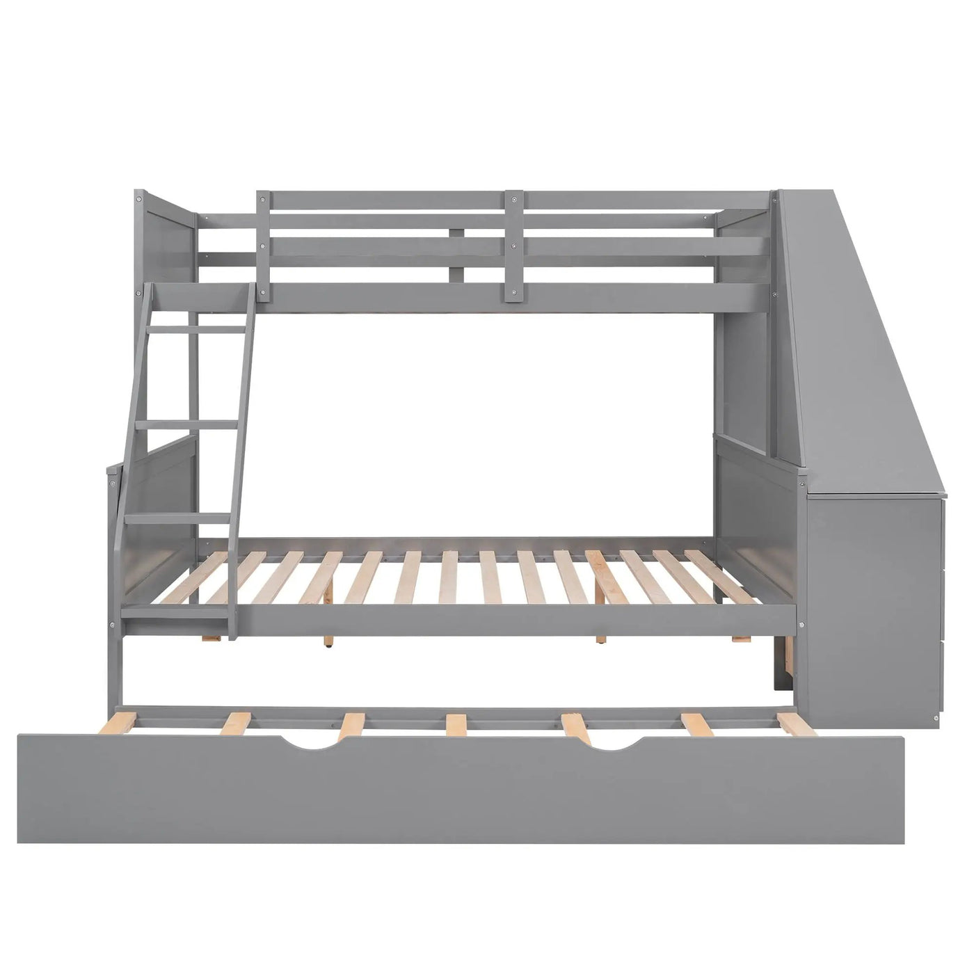 Bunk Bed With Trundle And Built In Desk, 3 Storage Drawers And Shelf by HouseOfZazla