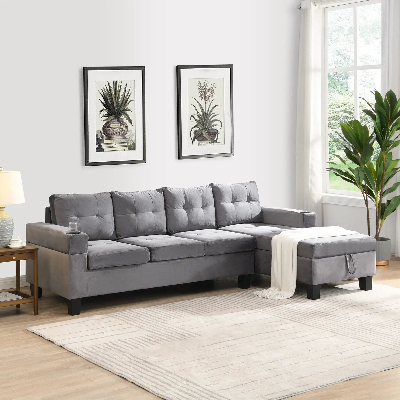 Modern Sectional Sofa Set With L Shape Chaise Lounge And Storage by Unique Piece Furniture