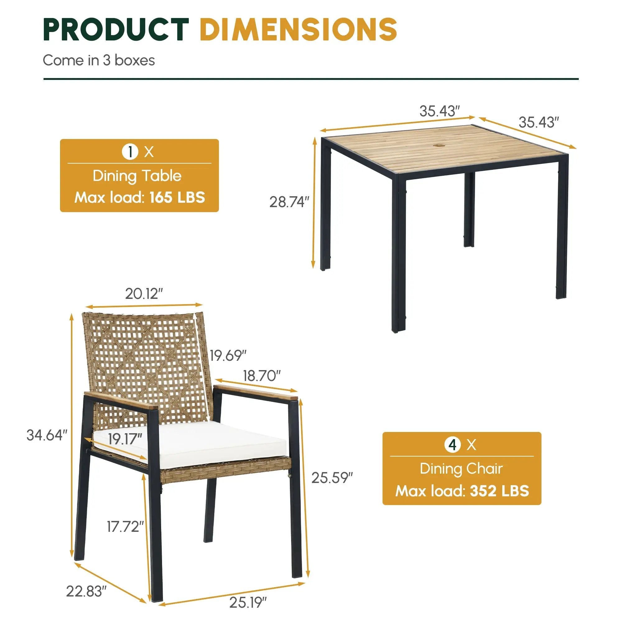 All Weather 5-Piece Patio Dining Table Set by HouseOfZazla