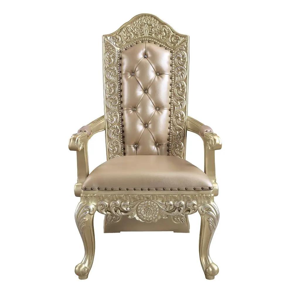 Vatican - Arm Chair (Set of 2) - Synthetic Leather & Champagne Silver by Unique Piece Furniture