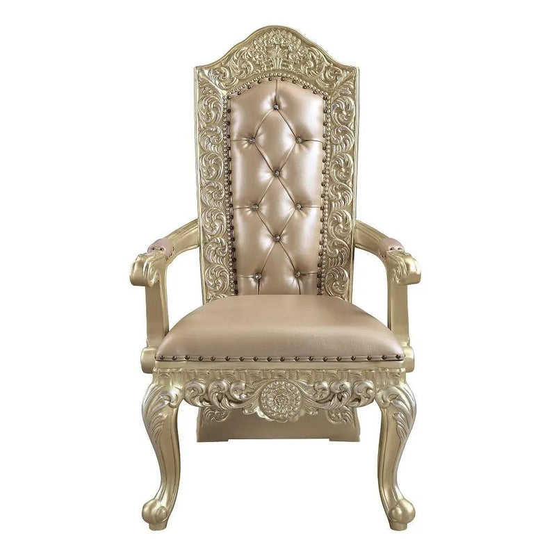 Vatican - Arm Chair (Set of 2) - Synthetic Leather & Champagne Silver by Unique Piece Furniture