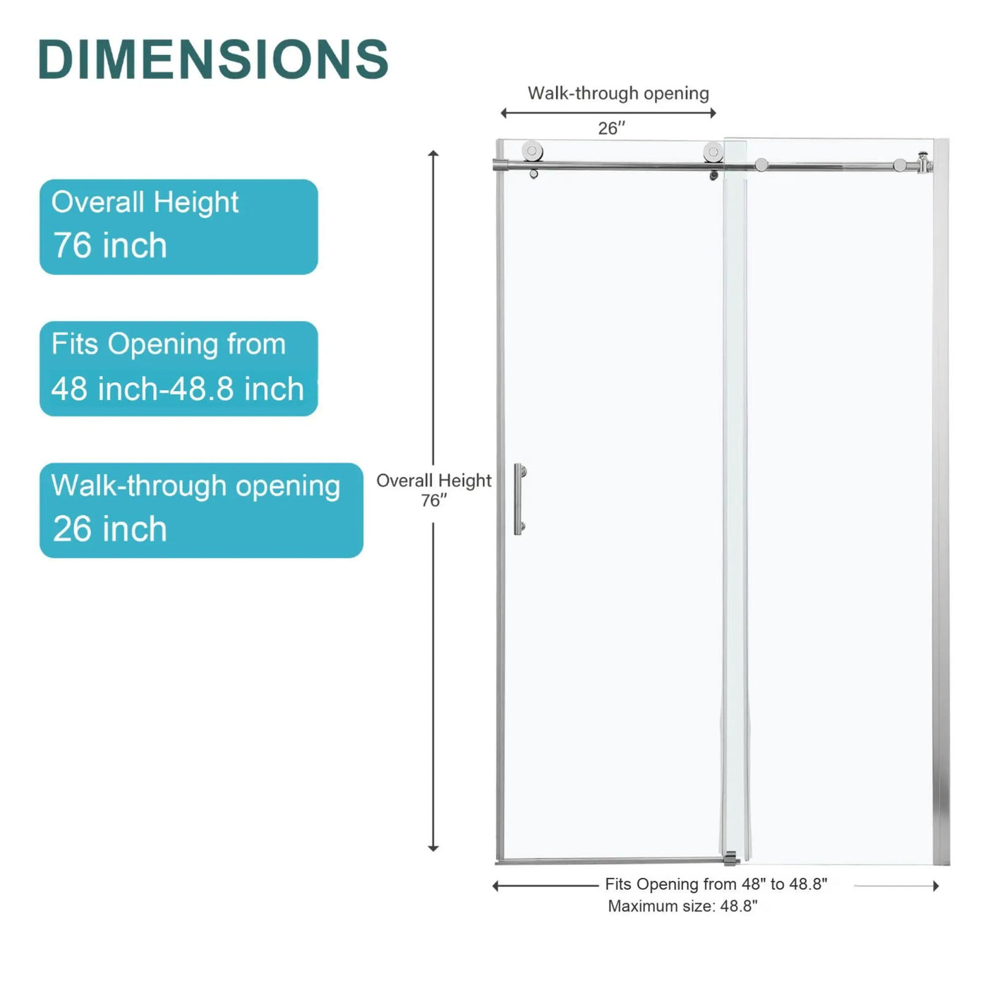 Single Sliding Bypass Shower Door Enclosure With Tempered Glass by HouseOfZazla