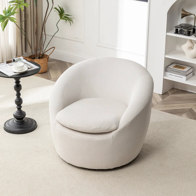 Winnie Modern Teddy Fabric Barrel Chair, 360° Swivel by HouseOfZazla