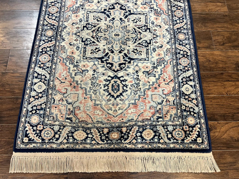 Karastan Blue Heriz Rug #748, Vintage Wool Karastan Carpet 4.3 x 6, Discontinued Original 700 Series Karastan Area Rug by Jewel Rugs