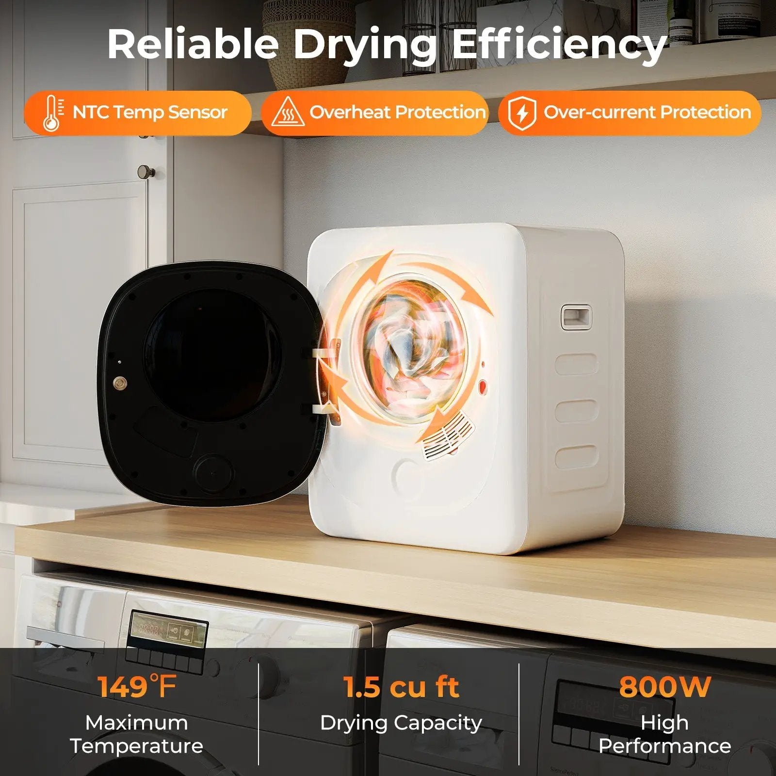 Portable Clothes Dryer Compact Drying Machine with Stainless Steel Tub by DirectDeals