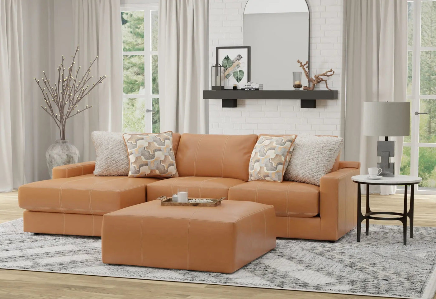 Minori - Italian Leather Sofa / Chaise And Cocktail Ottoman by Unique Piece Furniture