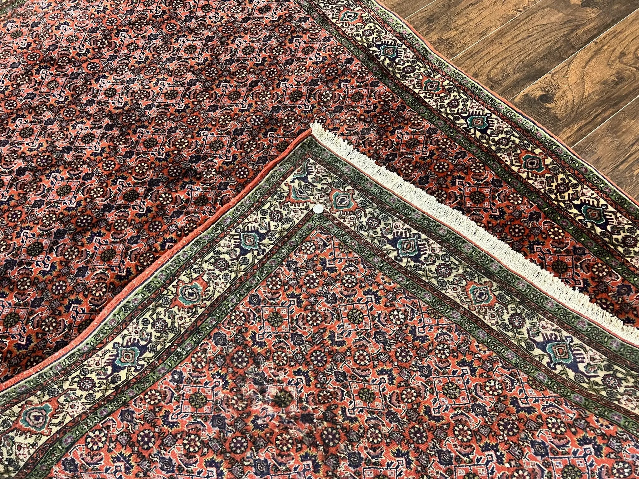 Antique Persian Bijar Rug 5x7, Allover Pattern, Hand Knotted Vintage Wool Tribal Oriental Carpet, Bidjar Rug, Red and Cream 5 x 7 ft, Handmade Rug by Jewel Rugs