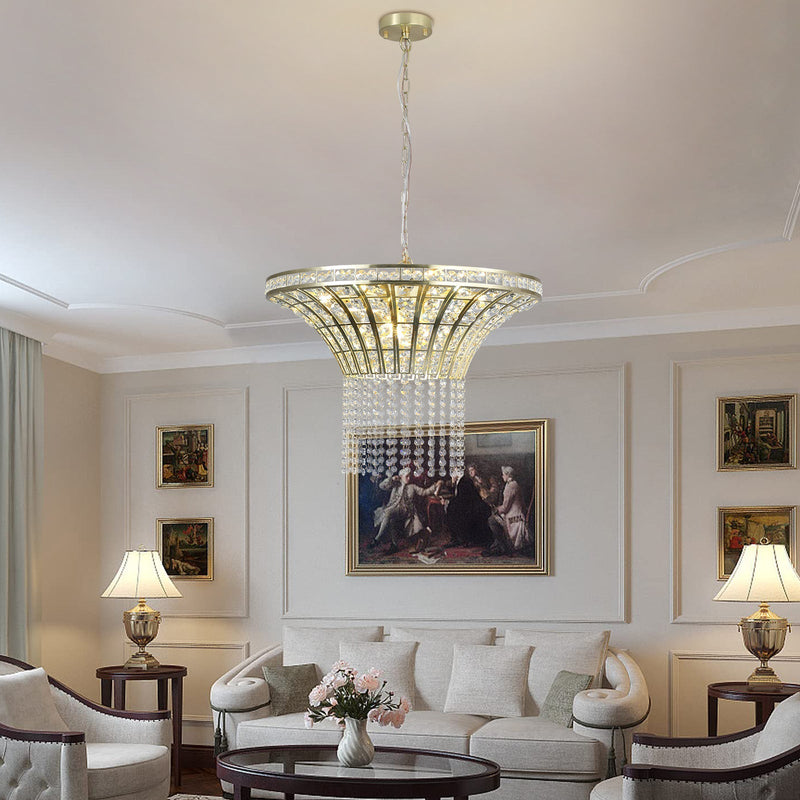 8-Light 23.6' Wide Crystal Waterfall Chandelier by HouseOfZazla