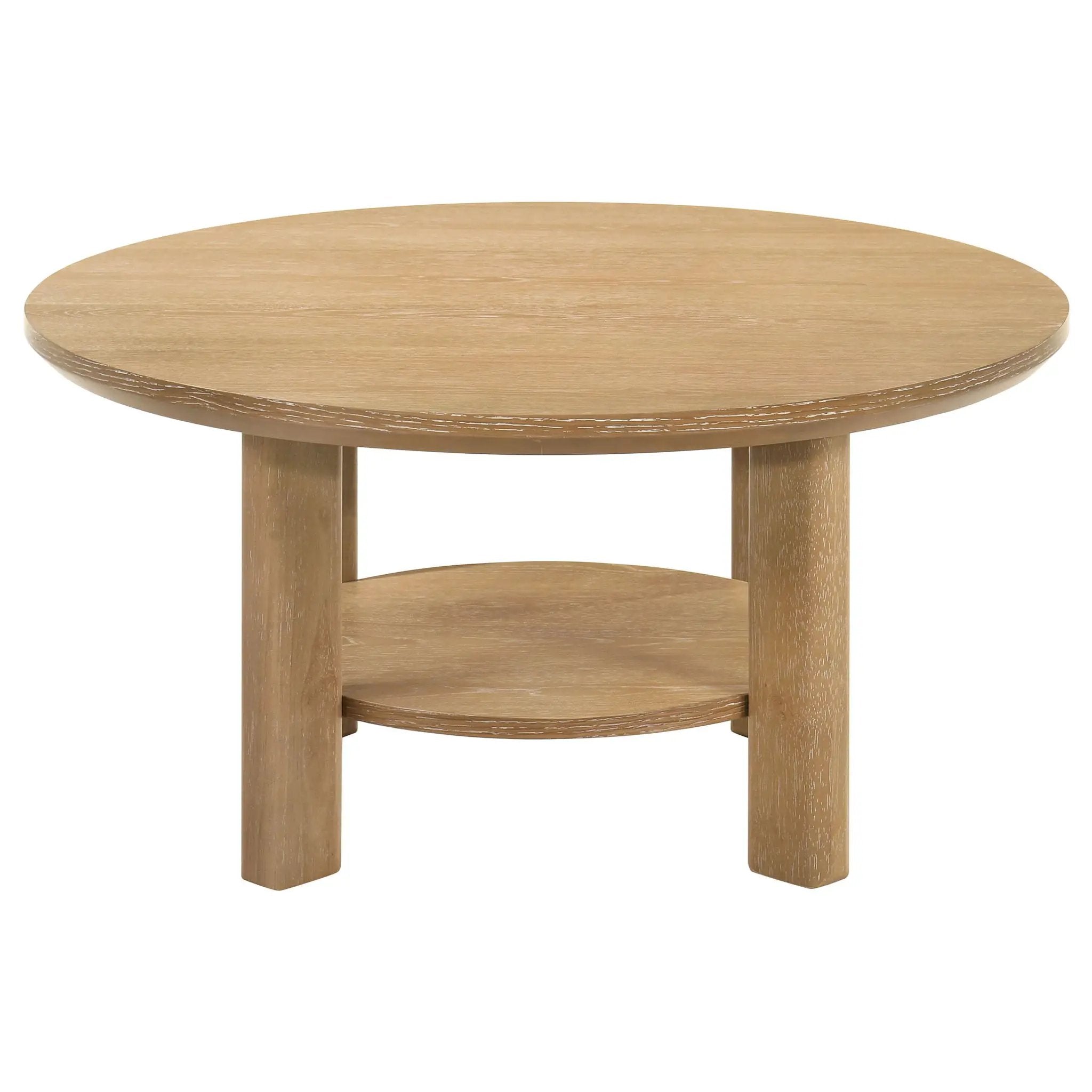 Ottowa 2-piece Round Wood Coffee Table Set Light Oak by Unique Piece Furniture