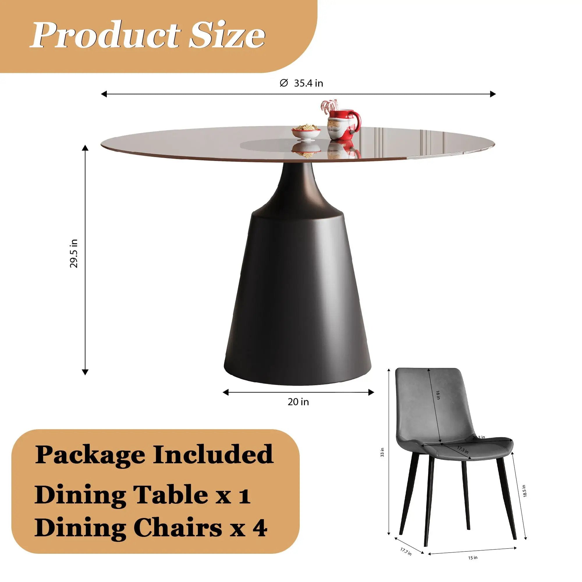 Round Dining Table And 4 Chair Set With Ergonomic Chairs - Black by HouseOfZazla