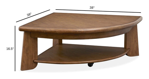 Tanner - Pie Shaped Lift Top Cocktail Table With Casters - Tawny Brown, photo 2 of 7