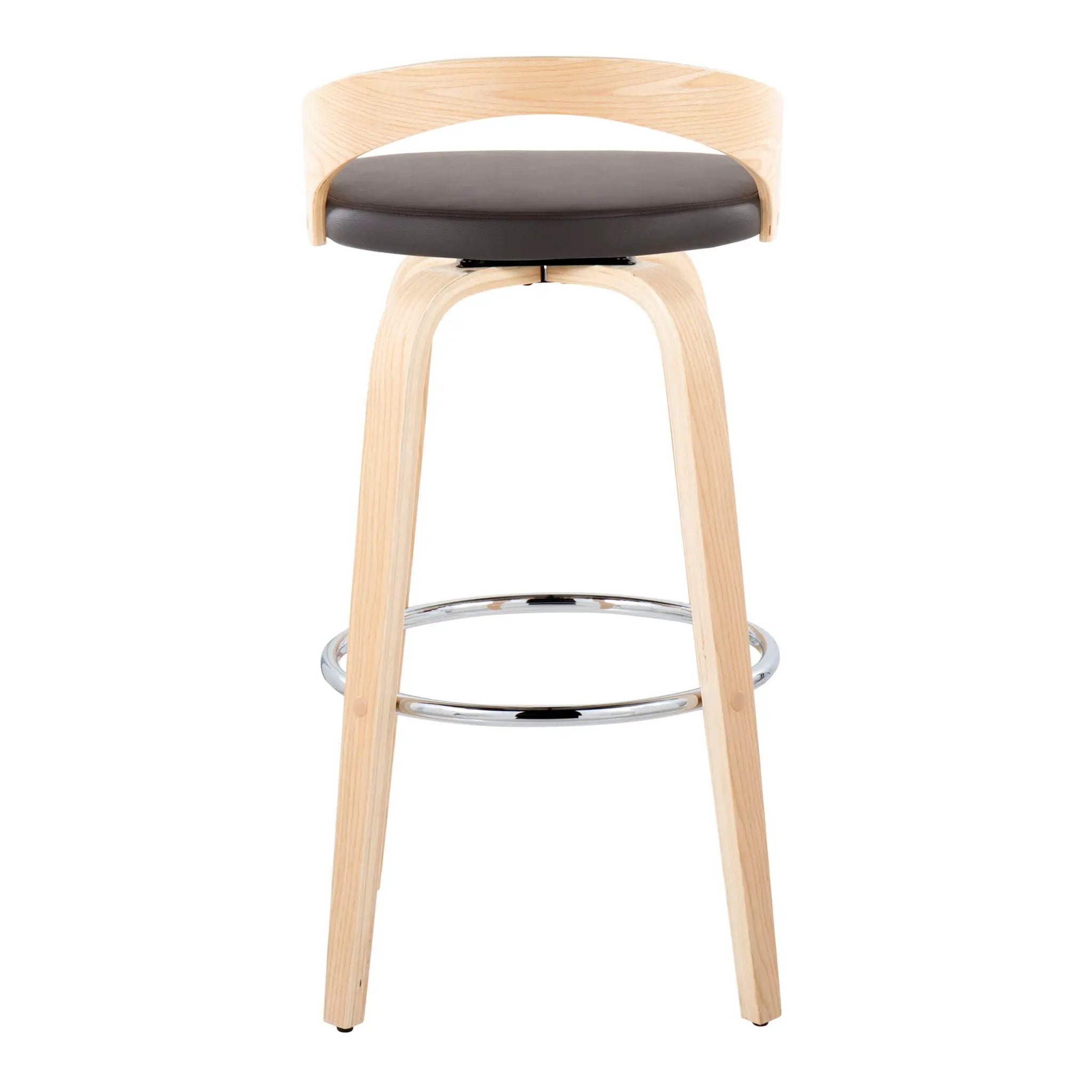 Grotto - Contemporary Fixed-Height Barstool With Swivel With Round Footrest (Set of 2) by HouseOfZazla