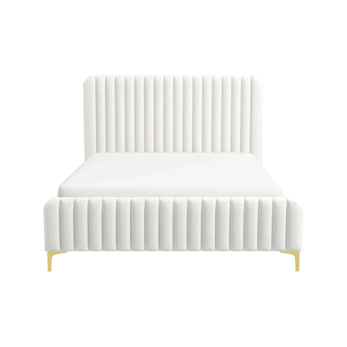 Valery King Size Bed Frame with Tufted Upholstery - White Boucle, photo 3 of 10