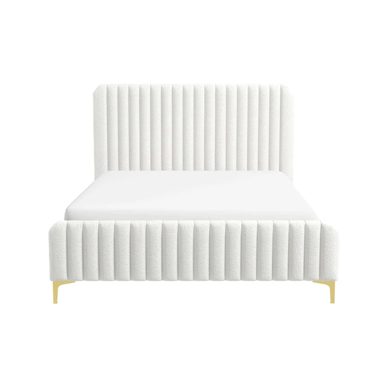 Valery King Size Bed Frame with Tufted Upholstery - White Boucle, photo 3 of 10