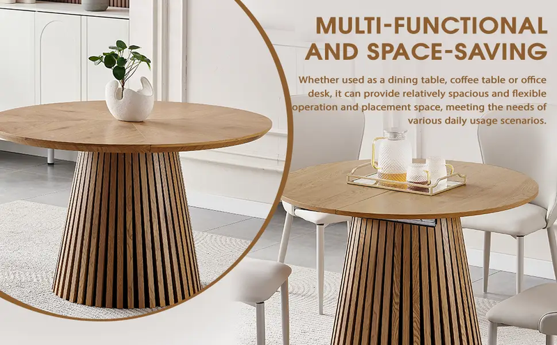 Wooden Dining Table - Modern Round Design for Versatile Use by HouseOfZazla