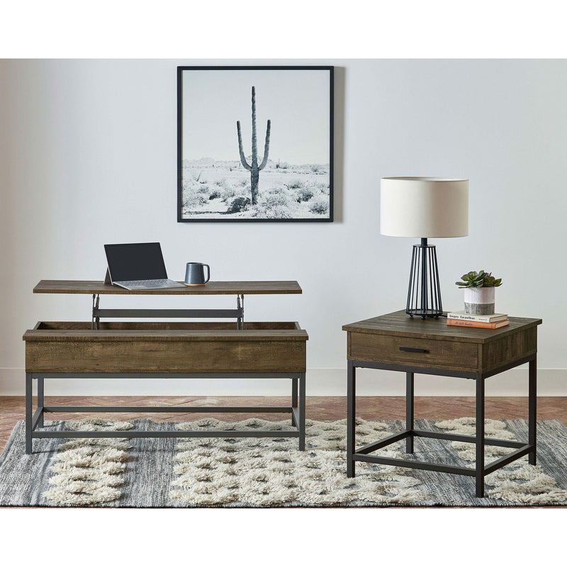 Square End Table With 1 Drawer - Brown by HouseOfZazla