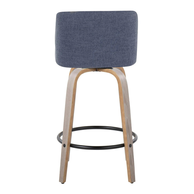 Toriano - Contemporary Fixed Height Counter Stool With Swivel & Round Footrest (Set of 2) by HouseOfZazla
