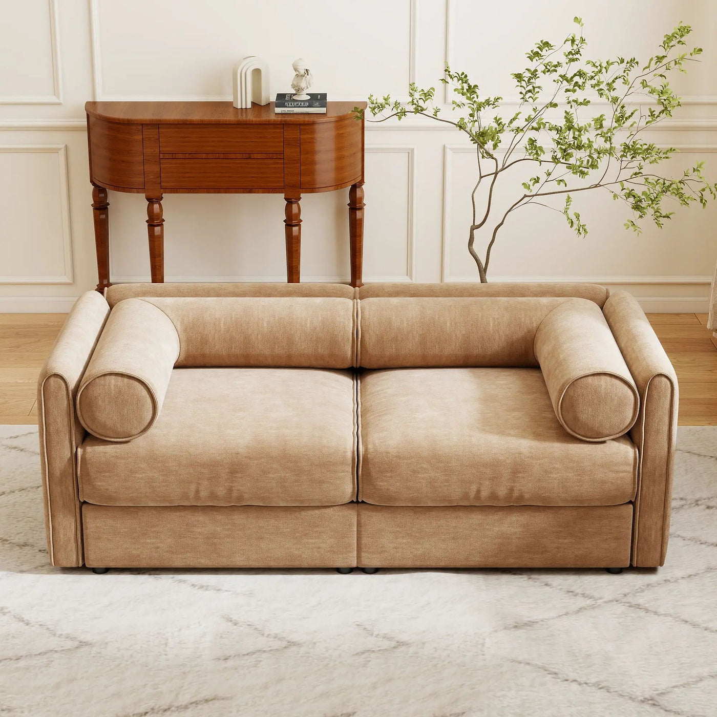 Stylish Sofa With Storage Seat And Cylindrical Backrest by HouseOfZazla