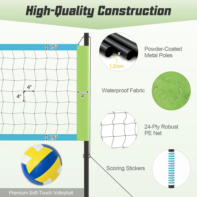 Portable Outdoor Volleyball Net Set Heavy-Duty Volleyball Net System by DirectDeals