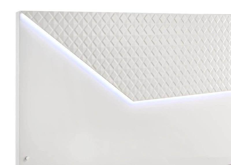 Ives Eastern King Panel Bed LED Headboard White High Gloss by Unique Piece Furniture