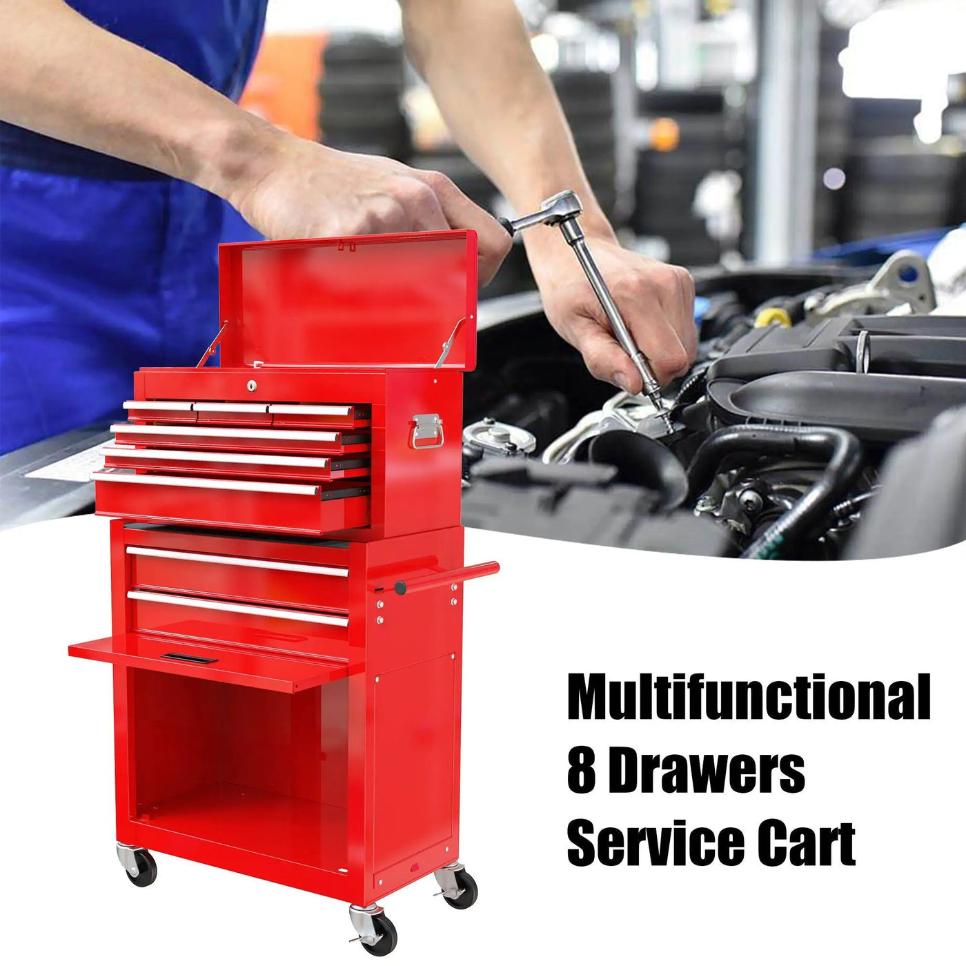 High Capacity Rolling Tool Chest With Wheels And Drawers, Storage Cabinet by HouseOfZazla