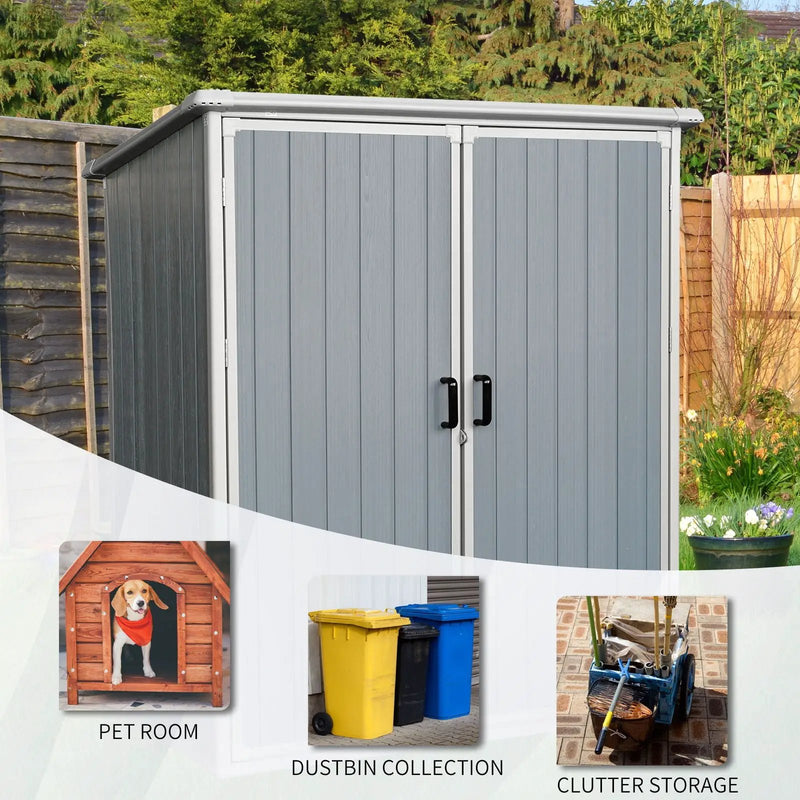 Outdoor Storage Shed Waterproof Resin Cabinet With Lockable Doors For Bikes And Patio Furniture - Gray by HouseOfZazla