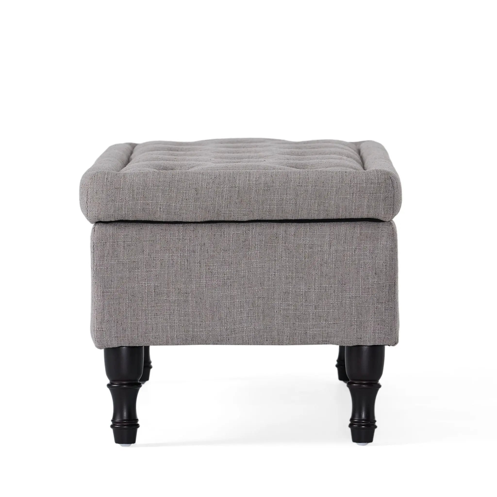 Dean Fabric Storage Wide Tufted Rectangle Ottoman - Gray by HouseOfZazla