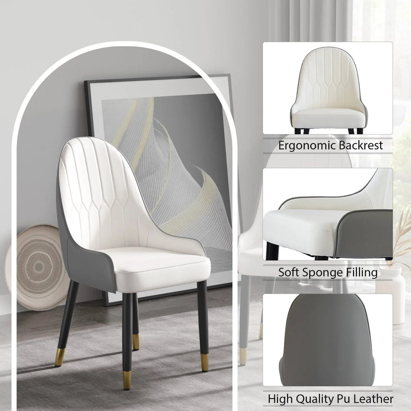 Modern Sponge-Filled Dining Chair, Solid Wood Metal Legs, Suitable For Restaurants, Living Rooms And Rooms (Set of 2) by Unique Piece Furniture