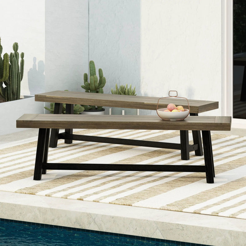 Cloud Outdoor Bench With Acacia Wood Frame And Slat Panel Design by HouseOfZazla