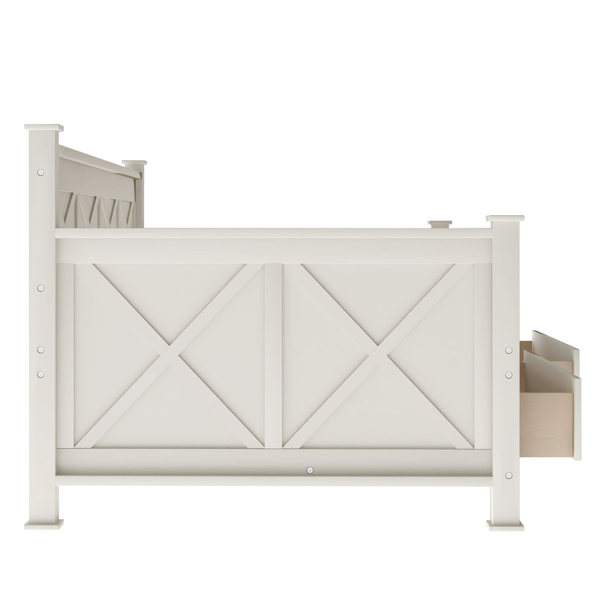 Modern Daybed with 2 Large Drawers and X Shaped Frame - Twin, Dark Gray or White, photo 5 of 28