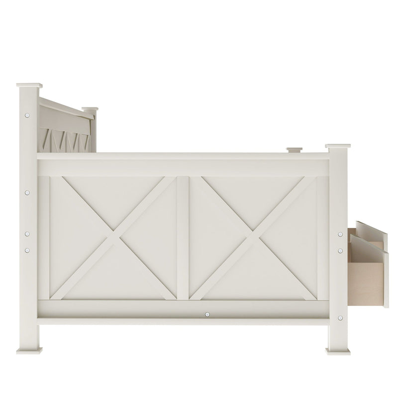 Modern Daybed With 2 Large Drawers, X Shaped Frame