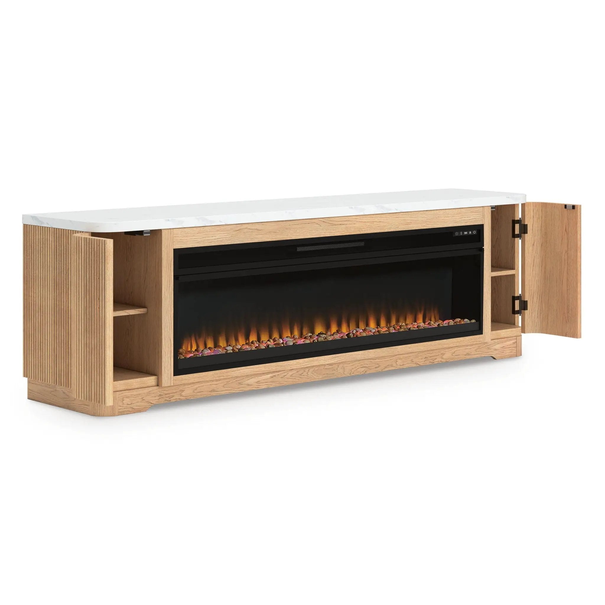Camdill - 80" TV Stand With Electric Fireplace - Light Brown by Unique Piece Furniture