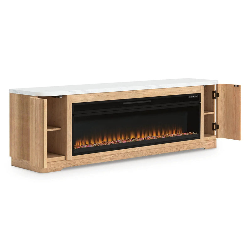Camdill - 80" TV Stand With Electric Fireplace - Light Brown by Unique Piece Furniture