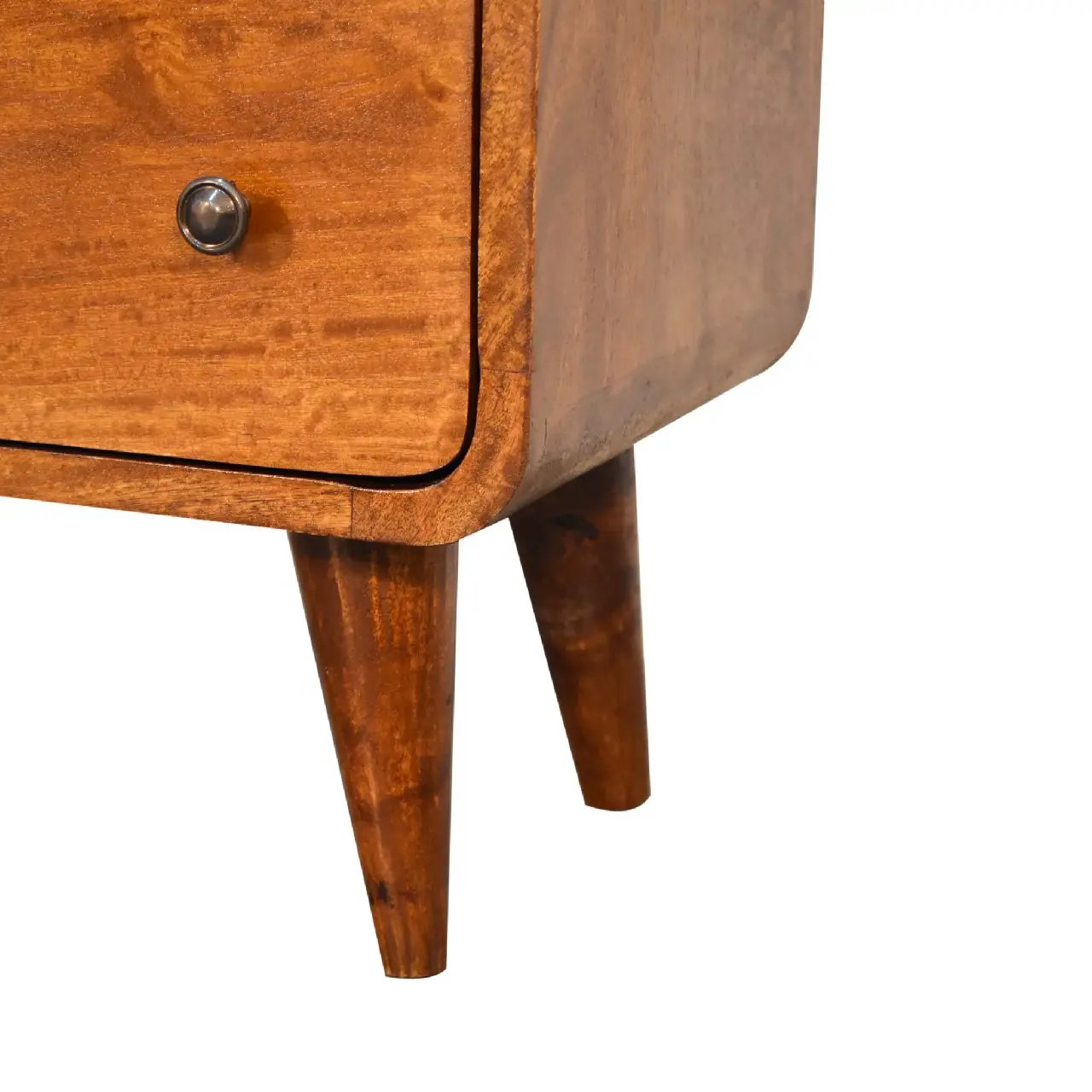 Solid Wood Mini Curved Chestnut Chest, 3-Drawer, Nordic Legs by HouseOfZazla