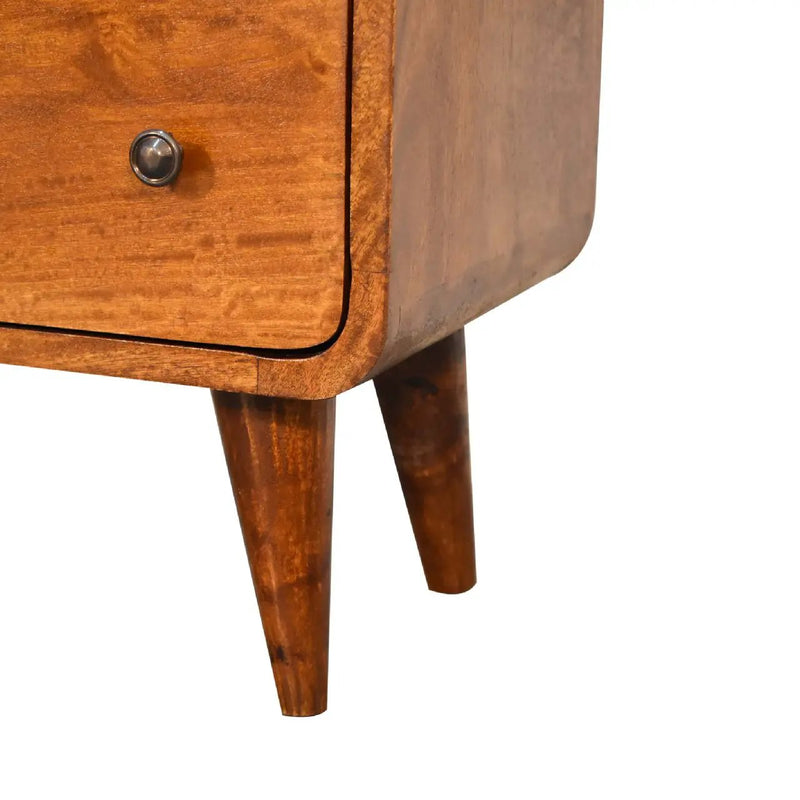 Solid Wood Mini Curved Chestnut Chest, 3-Drawer, Nordic Legs by HouseOfZazla